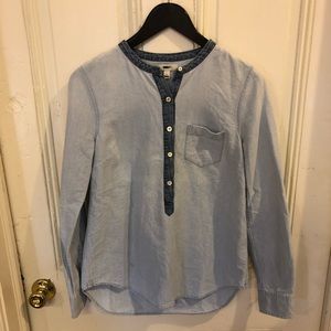 J.Crew Two-tone Chambray Henley Top
